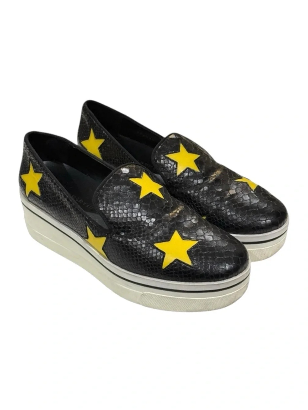 Stella McCartney ★ Binx Platform Loafers ★ Black ★ Yellow Stars ★ 40 9M 9.5M